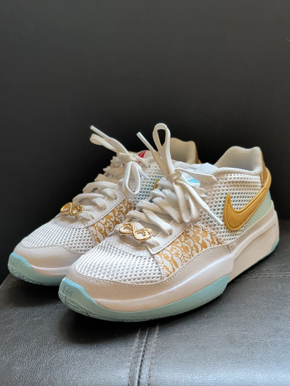 Nike Ja 1 Lunar New Year of The Dragon Youth Size 3.5 White Blue Gold FZ8327-103